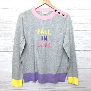 NEW Charter Club Women's Large Fall In Love Grey Sweater Retro Style Lightweight